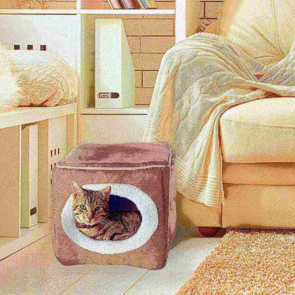 Pet Adobe Pet Adobe Cozy Cave Enclosed Cube Pet Bed - Light Coffee 683765JAT